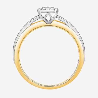 Unisex Adult 1/3 CT. T.W. Natural White Diamond 10K Two Tone Gold Side Stone Halo Bridal Set