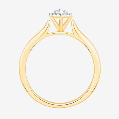 Unisex Adult 3/8 CT. T.W. Natural White Diamond 10K Gold Marquise Side Stone Halo Bridal Set