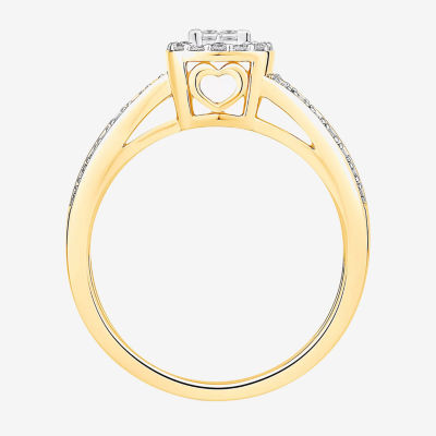 Unisex Adult 1/2 CT. T.W. Natural White Diamond 10K Two Tone Gold Side Stone Halo Bridal Set