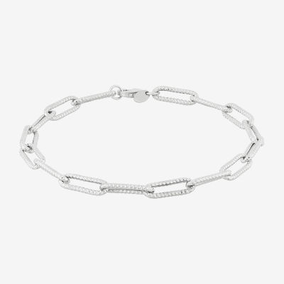 Made in Italy Womens 14K Gold 8 Inch Hollow Paperclip Chain Bracelet