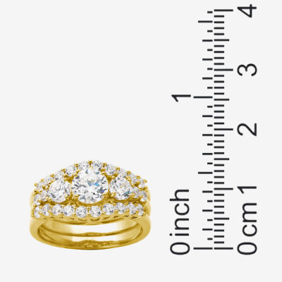 DiamonArt® Womens White Cubic Zirconia 14K Gold Over Silver Bridal Set