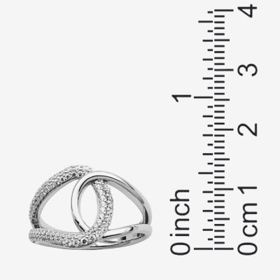 Womens 3/4 CT. T.W. Cubic Zirconia Sterling Silver Curved Side Stone Stackable Ring