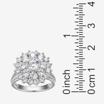 Womens /4 CT. T.W. Cubic Zirconia Sterling Silver Round Cocktail Ring