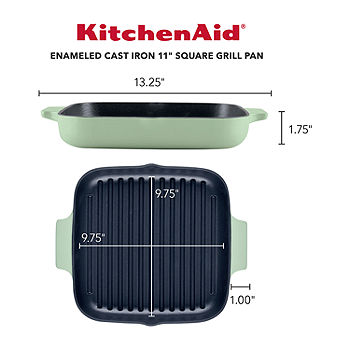 Cast Iron Square Grill Pan with Glass Lid - 10.5 Inch