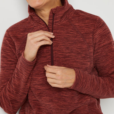 St. John's Bay Womens Long Sleeve Polar Fleece Quarter-Zip Pullover