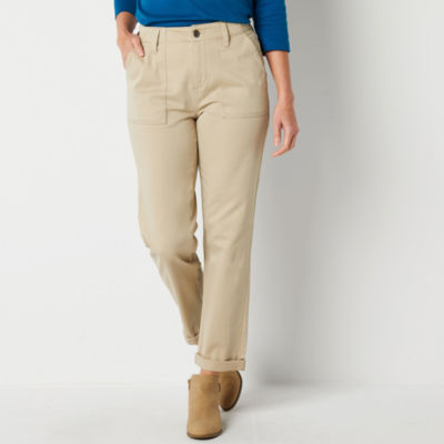 St. John's Bay Tall Womens Utility Mid Rise Slim Flat Front Pant