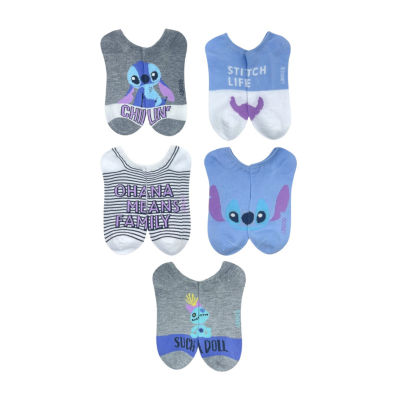 Womens Multi-Pack 5 Pair Lilo & Stitch Low Cut Socks