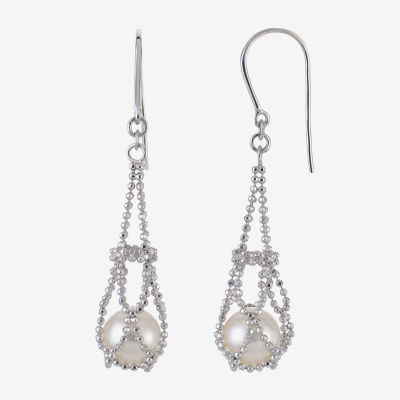 Cultured Freshwater Pearl Chain Drop Earrings 