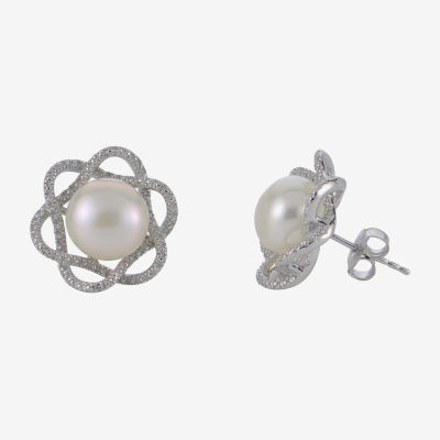 Cultured Freshwater Pearl & Diamond-Accent Earrings 