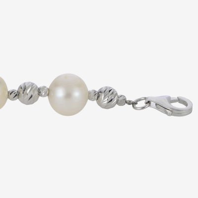 Cultured Freshwater Pearl & Brilliance Bead Sterling Silver Bracelet