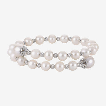 Sterling Silver Black Freshwater Cultured Pearl Coil Bangle Bracelet Sterling Silver Black Freshwater Cultured Pearl Coil Bangle Bracelet