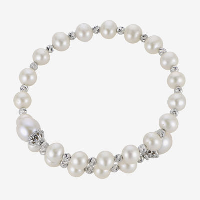 Cultured Freshwater Pearl & Sterling Silver Brilliance Bead Coil Bracelet