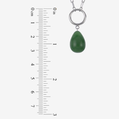 Womens Genuine Green Jade Sterling Silver Pendant Necklace