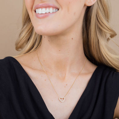 H-I / I1) Womens 1/ CT. T.W. Lab Grown White Diamond 10K Gold Heart 18 Inch Pendant Necklace