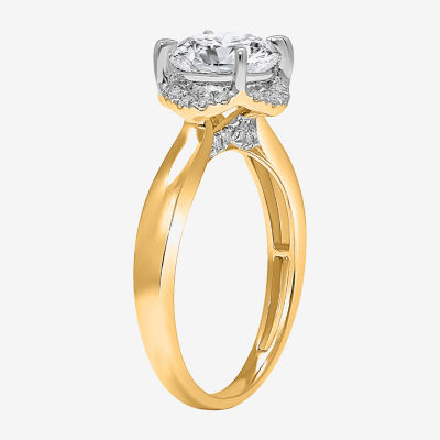 2 1/7 Ct.T.W. (I / I1) Womens Lab Grown White Diamond 14K Gold Round Halo Engagement Ring