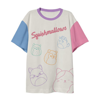 Little & Big Girls Oversized Round Neck Short Sleeve Squishmallows Graphic T-Shirt