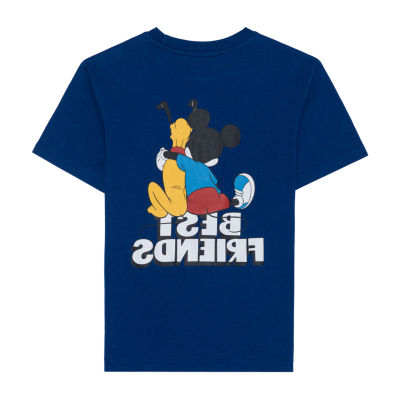 Disney Collection Little & Big Boys Crew Neck Short Sleeve Mickey and Friends Graphic T-Shirt