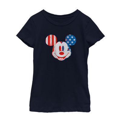 Disney Collection Little & Big Girls Crew Neck Short Sleeve Mickey Mouse Graphic T-Shirt