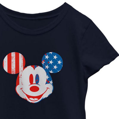 Disney Collection Little & Big Girls Crew Neck Short Sleeve Mickey Mouse Graphic T-Shirt