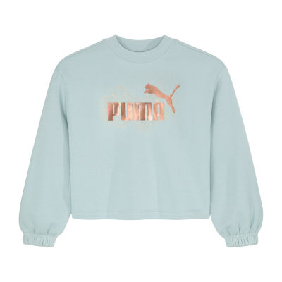 PUMA Big Girls Crew Neck Long Sleeve Fleece Sweatshirt