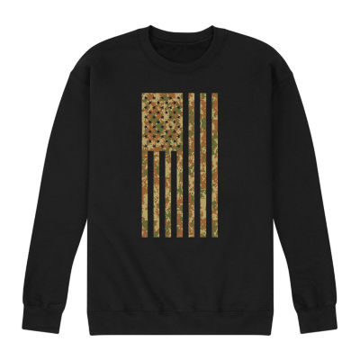 Mens Long Sleeve Camo American Flag Graphic T-Shirt