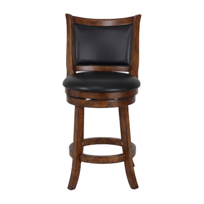 Bristol Counter Height Upholstered Swivel Bar Stool, Color: Dark Brown ...