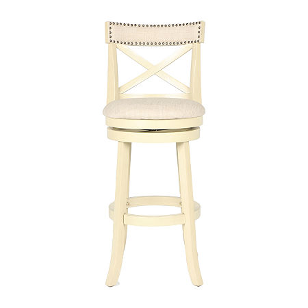 York Upholstered Swivel Bar Stool, One Size, White