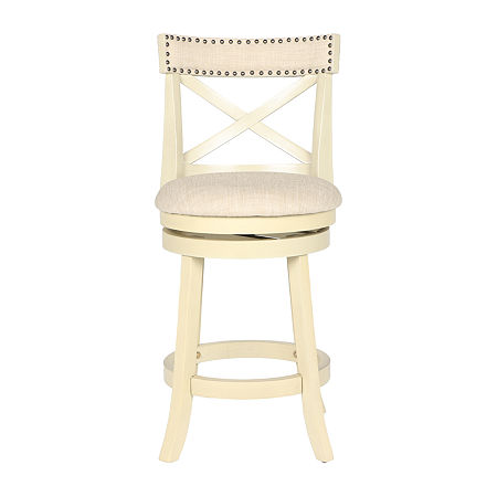 York Counter Height Upholstered Swivel Bar Stool, One Size, White