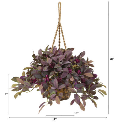 Nearly Natural 28in Purple Faux Laurel Berry Artificial Plant