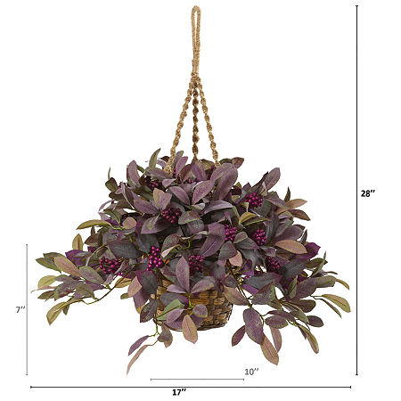 Nearly Natural 28in Purple Faux Laurel Berry Artificial Plant, One Size, Purple