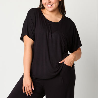 Ambrielle Womens Short Sleeve Crew Neck Pajama Top