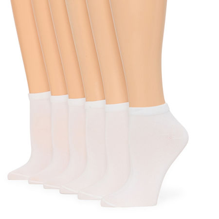 Mixit Cotton Modal 6 Pair Low Cut Socks Womens, 4-10, White