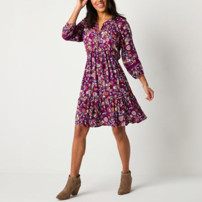 Frye and Co. Womens 3/4 Sleeve Floral Empire Waist Dress