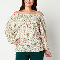 St. John's Bay Womens Long Sleeve Blouse, Petite Large, Multiple Colors