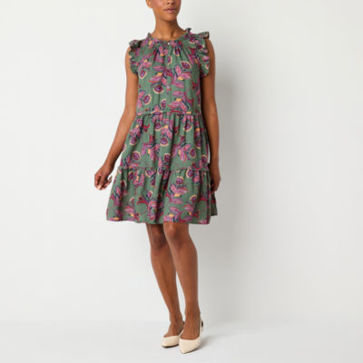 St. John's Bay Womens Sleeveless Floral A-Line Dress