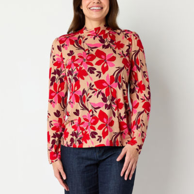 Liz Claiborne Womens Long Sleeve Mock Neck Top