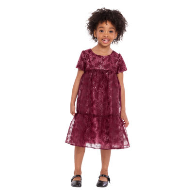 Bonnie Jean Little Girls Short Sleeve Puffed Babydoll Dress