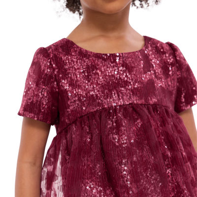Bonnie Jean Little Girls Short Sleeve Puffed Babydoll Dress