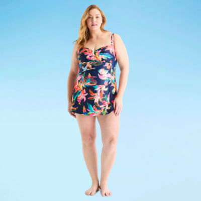 Liz Claiborne Floral Swim Dress Plus