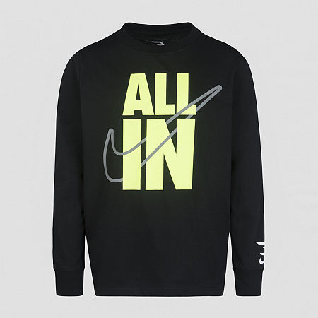 Nike 3BRAND by Russell Wilson Big Kid Boys Hooded Long Sleeve Regular Fit Graphic T-Shirt, X-large, Black