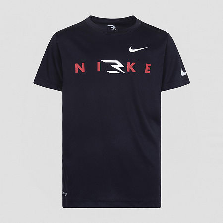 Nike 3BRAND by Russell Wilson Big Kid Boys Crew Neck Short Sleeve Regular Fit Graphic T-Shirt, Medium, Black