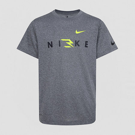 Nike 3BRAND by Russell Wilson Big Boys Dri-Fit Crew Neck Short Sleeve Graphic T-Shirt, Small, Gray