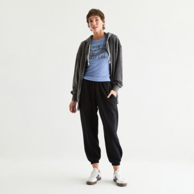 Arizona Womens Cinched Regular Fit Juniors Fleece Jogger Pant