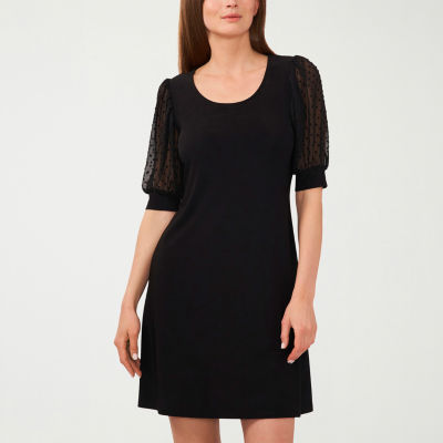 MSK Womens Short Sheer Clipdot Sleeve Shift Dress