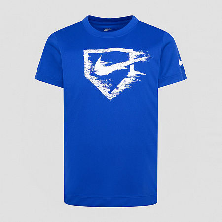 Nike Little Boys Dri-Fit Crew Neck Short Sleeve Graphic T-Shirt, 4, Blue