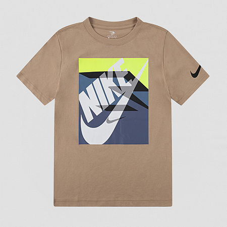 Nike 3BRAND by Russell Wilson Big Boys Crew Neck Short Sleeve Graphic T-Shirt, Medium, Beige