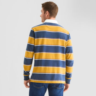 St. John's Bay Frech Terry Rugby Mens Classic Fit Long Sleeve Polo Shirt