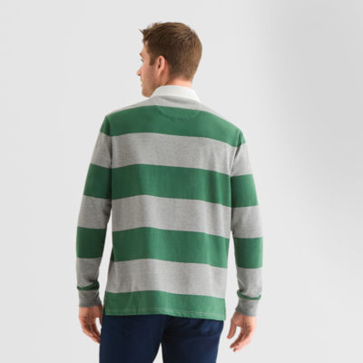 St. John's Bay French Terry Rugby Mens Classic Fit Long Sleeve Polo Shirt