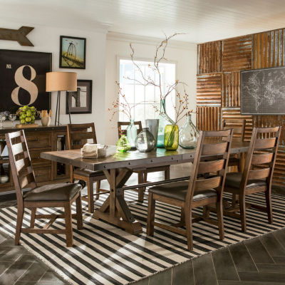 Taos 7Pc Dining Set with Trestle Table and Ladder Back Chairs, Color Canyon Brown JCPenney