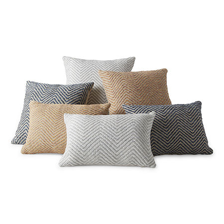 Thumbnail 2 of Linden Street Chevron Space Dye Lumbar Pillow, One Size, Gray